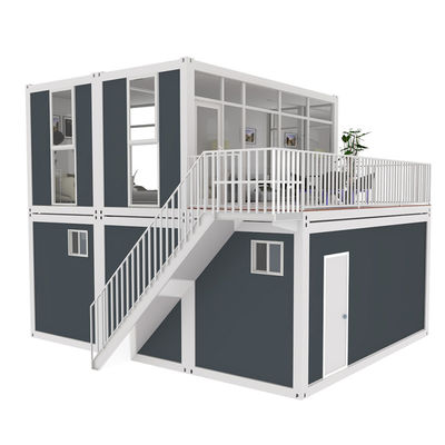 مربع 2 طوابق 40ft حاوية الشحن منزل مع المرآب فاخرة الحاوية الشحن وحدات المنزل 2 تصميم السرير